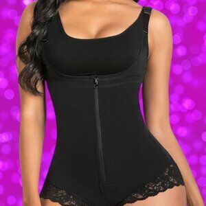 SHAPERX Bodysuit Faja Body Shaper Zipper Open Bust Waist Trainer XL NWT